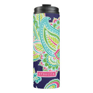 Termo Monograma de Paisley bohemio colorido