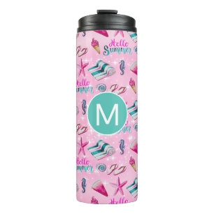Termo Monograma de Patrón de Vacaciones de Verano en la 