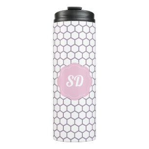 Termo Monograma de Personalizado de Honeycomb rosa claro