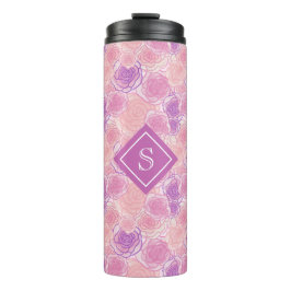 Termo Monograma de Personalizado floral Rosa morado