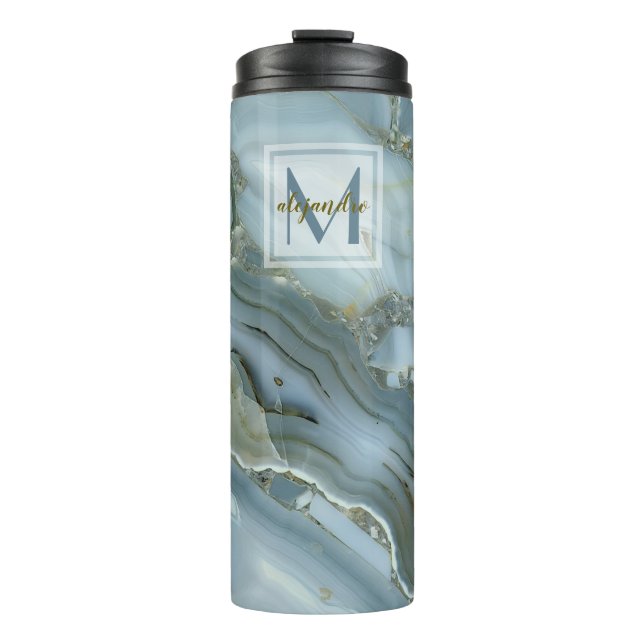 Termo Monograma de piedra natural de mármol azul (Anverso)