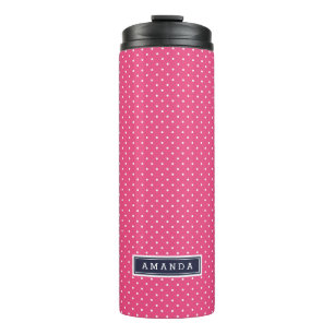 Termo Monograma de puntos diminutos rosa y azul marino