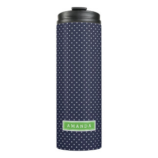 Termo Monograma de puntos pequeños azul y verde de la ma