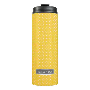 Termo Monograma de puntos pequeños gris y amarillo
