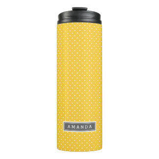 Termo Monograma de puntos pequeños gris y amarillo