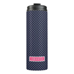 Termo Monograma de puntos pequeños rosados y azules de l