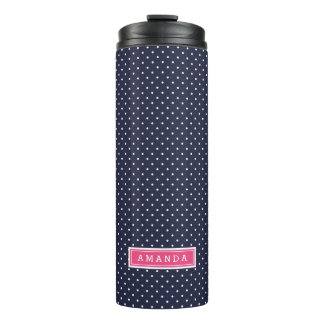 Termo Monograma de puntos pequeños rosados y azules de l