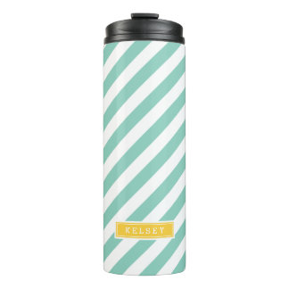 Termo Monograma de rayas de cachorro amarillo Aqua y Yel