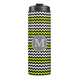Termo Monograma de zigzag verde negro
