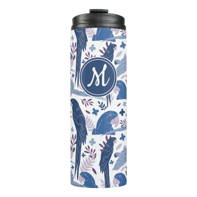Termo Monograma del patrón Ara Parrot Blue Tropical Leav (Anverso)