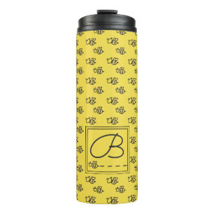 Termo Monograma del patrón de las abejas de verano amar