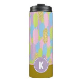 Termo Monograma del patrón de pinceles abstractos colori