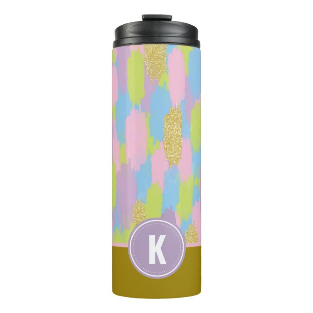 Termo Monograma del patrón de pinceles abstractos colori (Anverso)