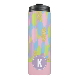 Termo Monograma del patrón de pinceles abstractos colori