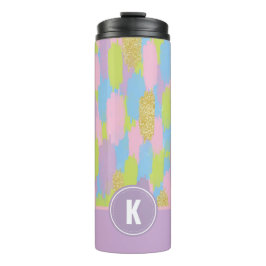 Termo Monograma del patrón de pinceles abstractos colori