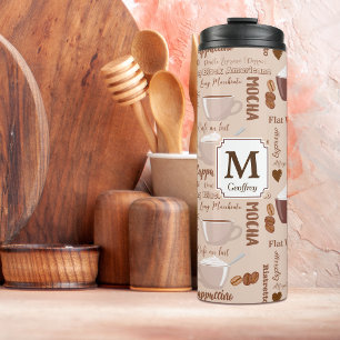 Termo Monograma del patrón de términos del café