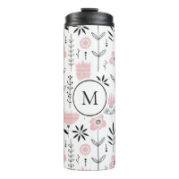 Monograma del patrón floral escandinavo rosa