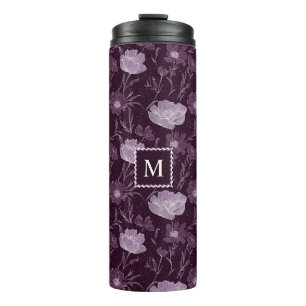 Termo Monograma del patrón Purpurina morado floral