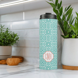 Termo Monograma del Personalizado de quatrefoil de Coral