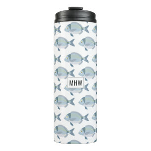 Termo Monograma del personalizado del patrón de pescado