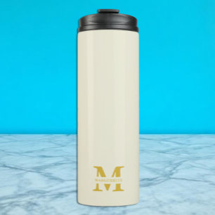 Termo Monograma dorado beige neutro