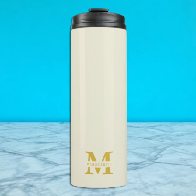 Termo Monograma dorado beige neutro (Subido por el creador)