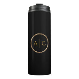 Termo Monograma dorado minimalista en NEGRO