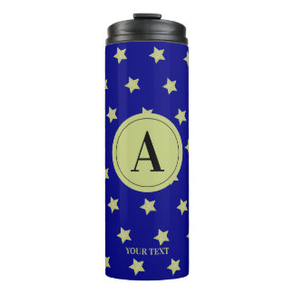 Termo Monograma elegante con patrón de estrella en oro y
