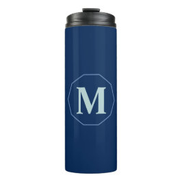 Termo Monograma elegante Navy Blue personalizado