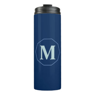 Termo Monograma elegante Navy Blue personalizado