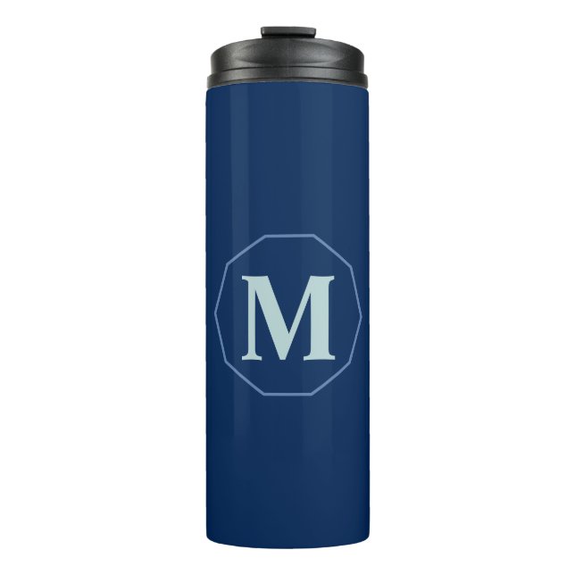 Termo Monograma elegante Navy Blue personalizado (Anverso)