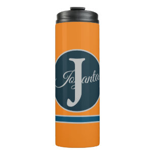 Termo Monograma elegante personalizado naranja gris azul