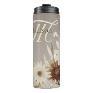 Termo Monograma floral de acuarela de otoño