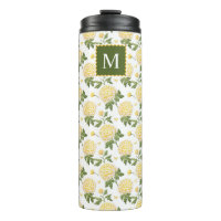 Monograma floral elegante de hidragea amarilla
