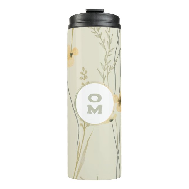 Termo Monograma floral moderno Verde amarillo claro (Anverso)