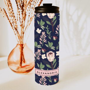 Termo Monograma Floral Navy