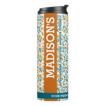 Monograma floral personalizado y nombre Tumbler de