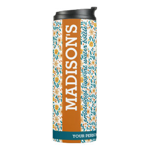 Termo Monograma floral personalizado y nombre Tumbler de