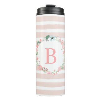 Termo Monograma floral rosado