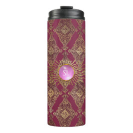 Termo Monograma Gemstone París Borgoña y Oro