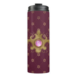 Termo Monograma Gemstone París Borgoña y Oro