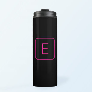 Termo Monograma inicial con estilo moderno   Rosa y negr