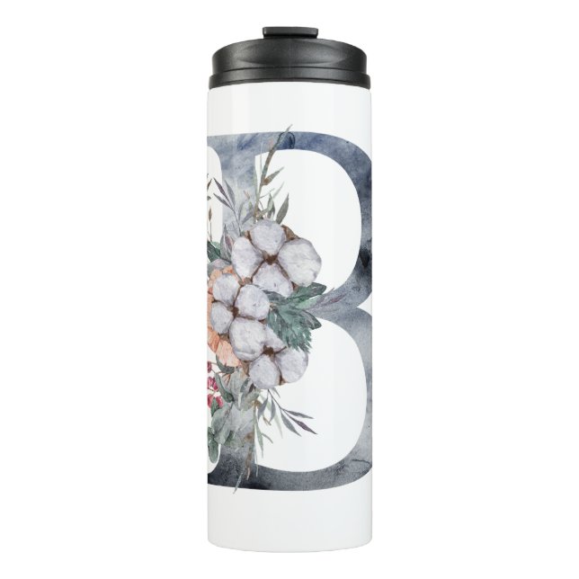 Termo Monograma Inicial Floral Azul B (Anverso)