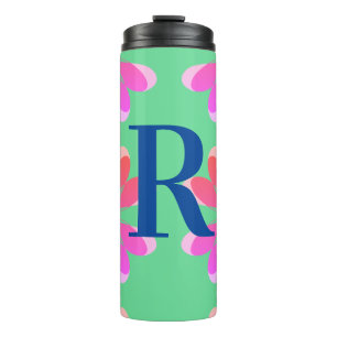 Termo Monograma Intro Floral Retro Verde Lime Caliente