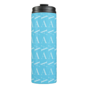 Termo Monograma Letra inicial A, Aqua Blue