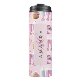 Termo Monograma Milkshake Cute Rubor Regalos Retro Rosa
