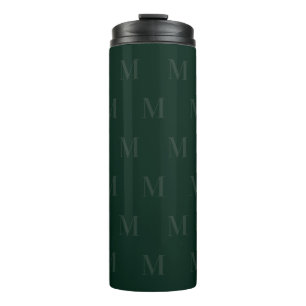 Termo Monograma Minimalista verde forestal profundo mode