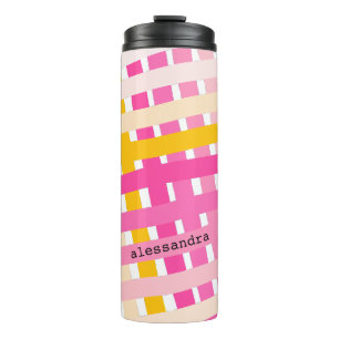 Termo Monograma Moderno Cuadro de Rosa Amarillo Femenino