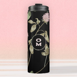 Termo Monograma moderno de flor silvestre Rosa negro