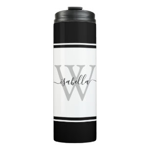 Termo Monograma moderno de moda Girly Blanco negro